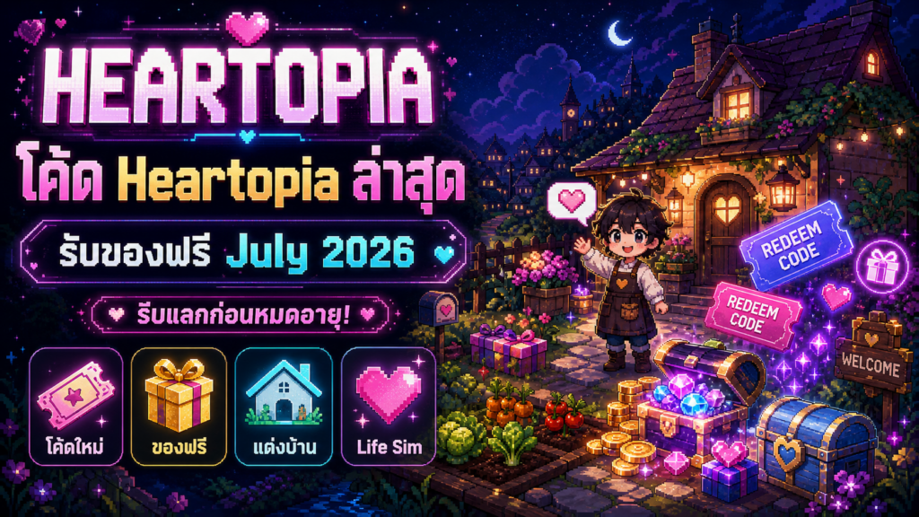 โค้ด Heartopia ล่าสุด July 2026 รับเงิน ของตกแต่ง และไอเทมฟรี