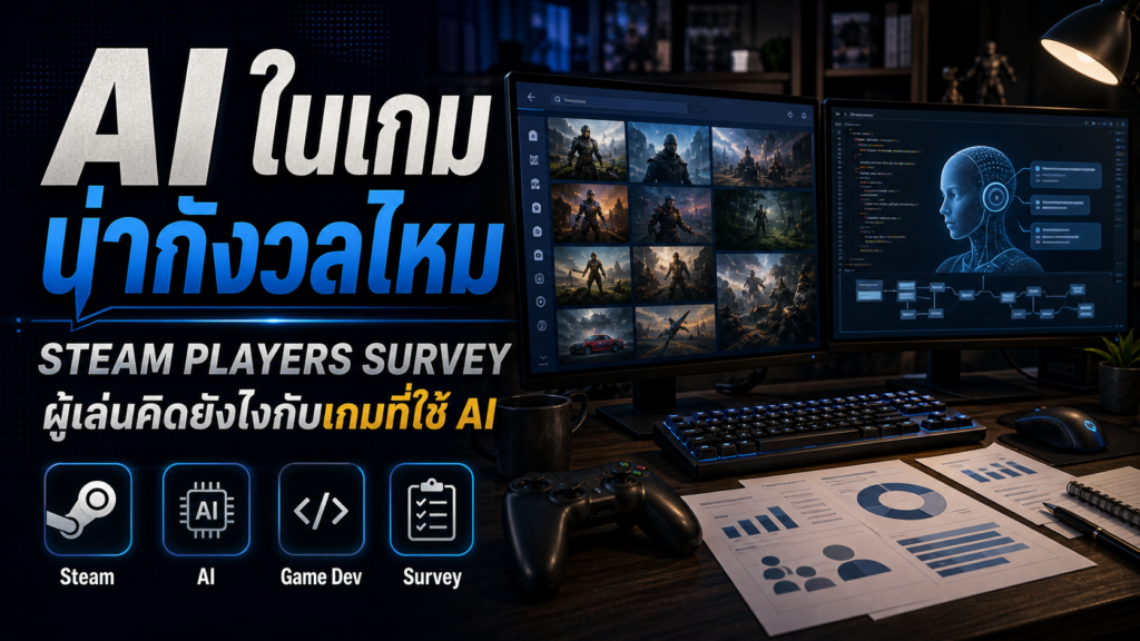 AI ในเกม ภาพปกบทความผลสำรวจผู้เล่น Steam