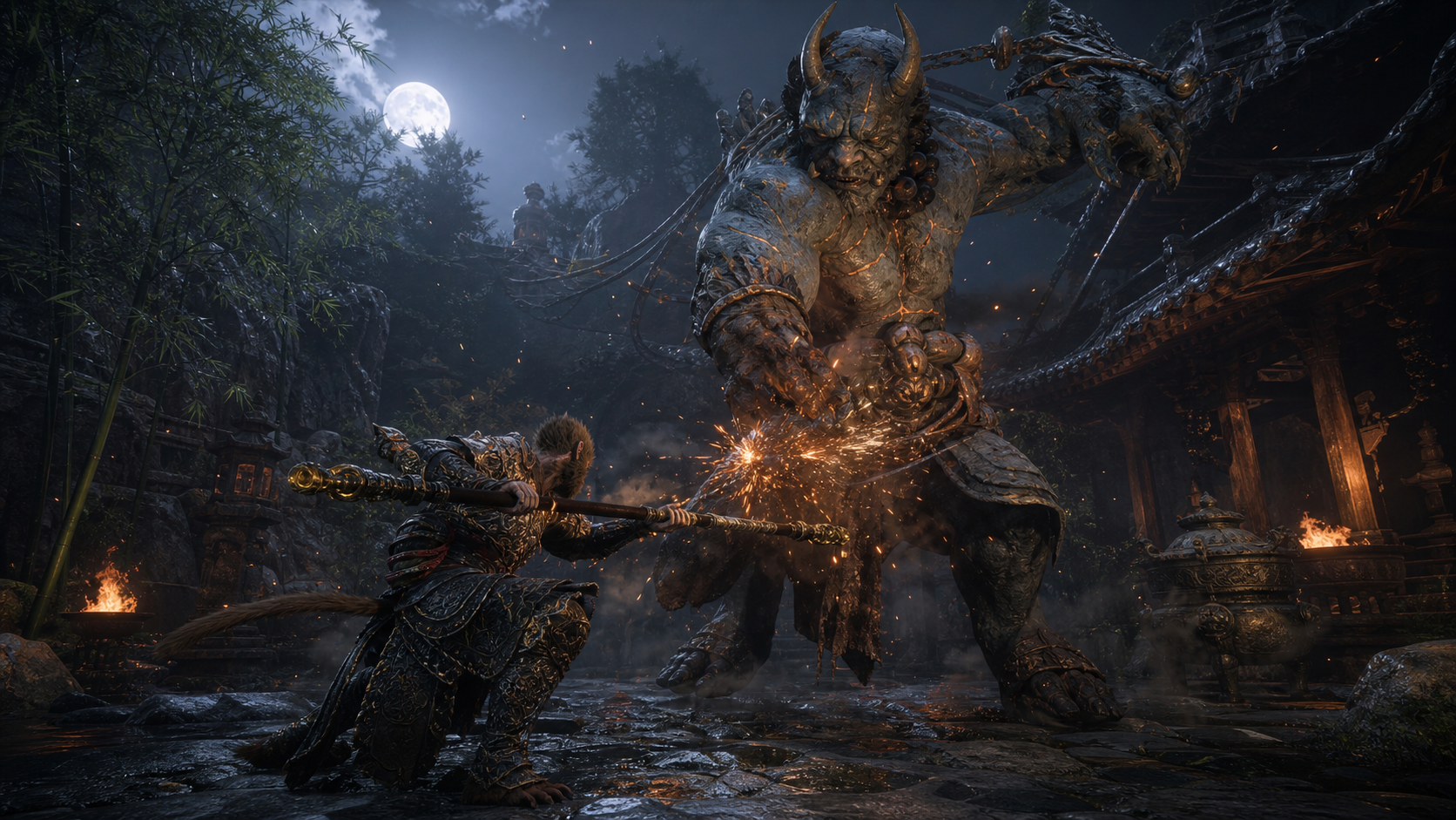 Black Myth Wukong spec ฉากต่อสู้ในวิหารจีนโบราณ