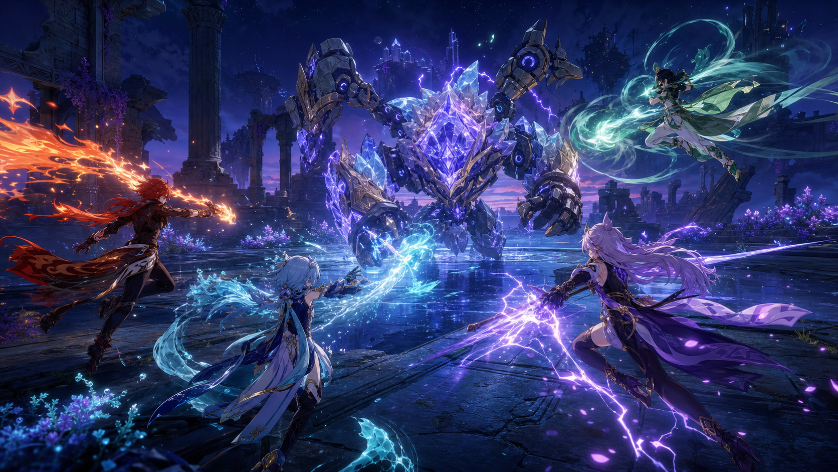 Genshin Impact spec ฉากต่อสู้เอฟเฟกต์ธาตุบน PC